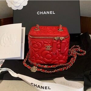 New Auth Chanel Camellia Mini Vanity Bag